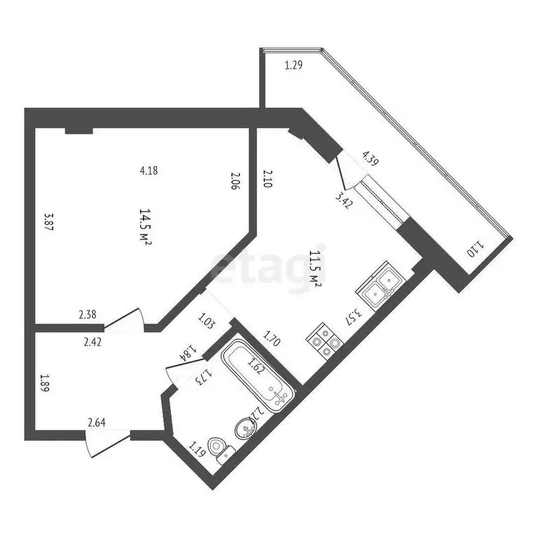 1-комнатная квартира: Абакан, улица Комарова, 9Б (36 м) - Фото 0