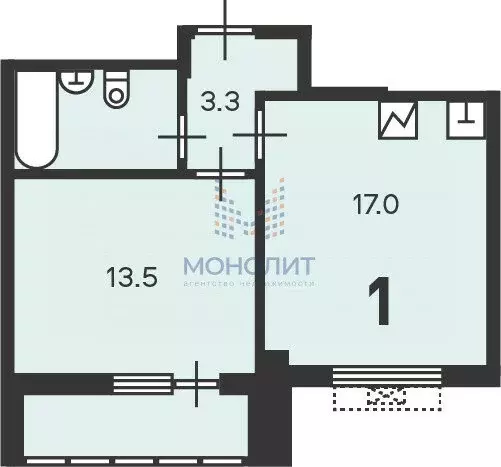 1-комнатная квартира: Москва, Кусковская улица, 12/1 (38.6 м) - Фото 2