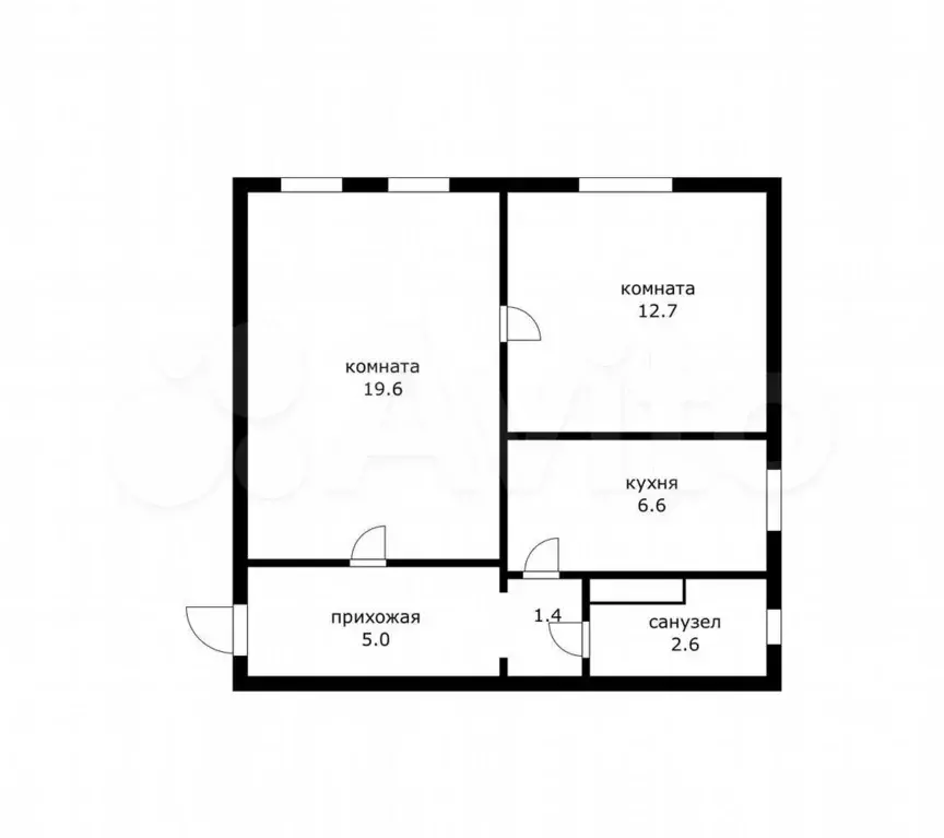 2-к. квартира, 50 м, 2/2 эт. - Фото 0