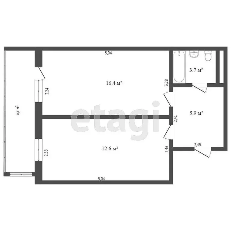 1-комнатная квартира: Набережные Челны, улица Нур Баян, 1 (31.2 м) - Фото 1