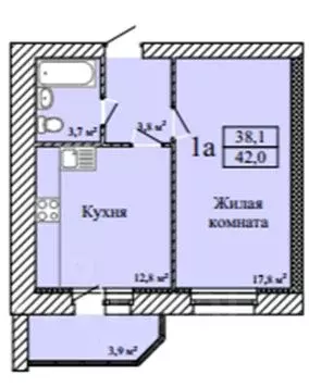 1-к кв. Тамбовская область, Тамбов ул. Имени С.И. Савостьянова, 3 ... - Фото 0
