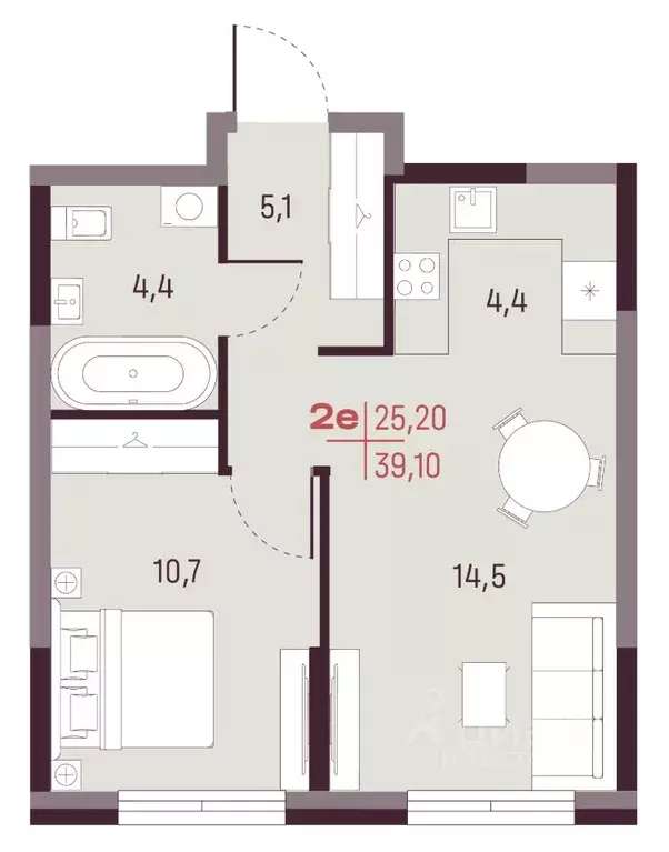 2-к кв. Свердловская область, Екатеринбург Академический мкр, 19-й ... - Фото 1