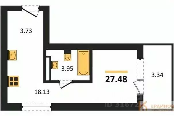Студия Воронежская область, Воронеж Транспортная ул., 58 (27.48 м) - Фото 0