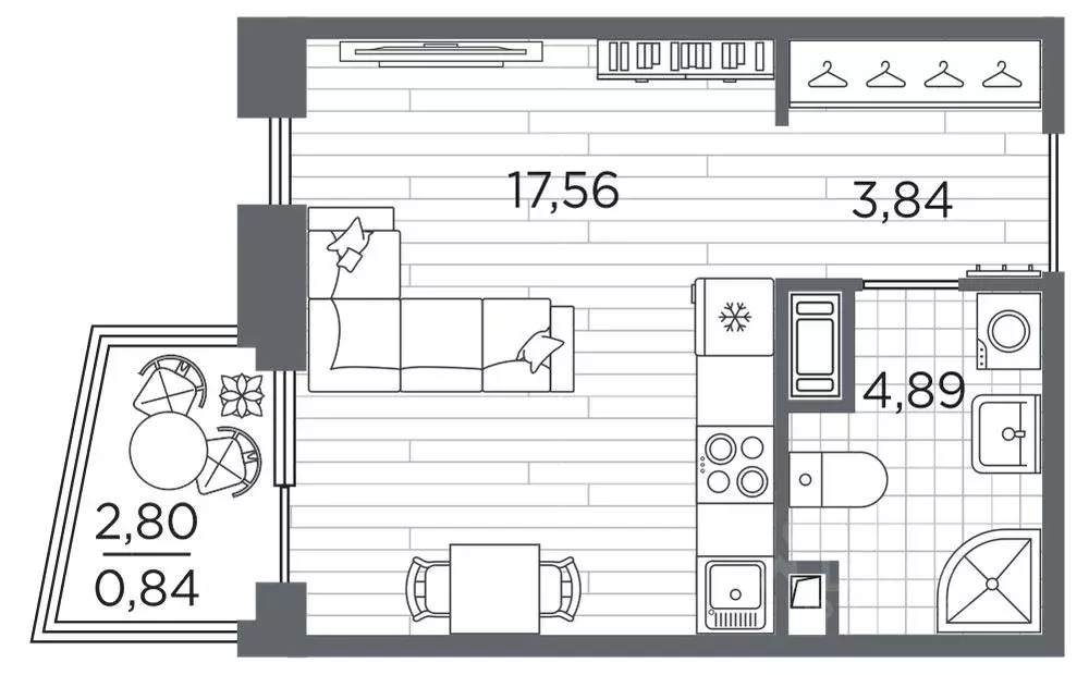 Студия Санкт-Петербург Полюстровский просп., 87 (27.13 м) - Фото 1