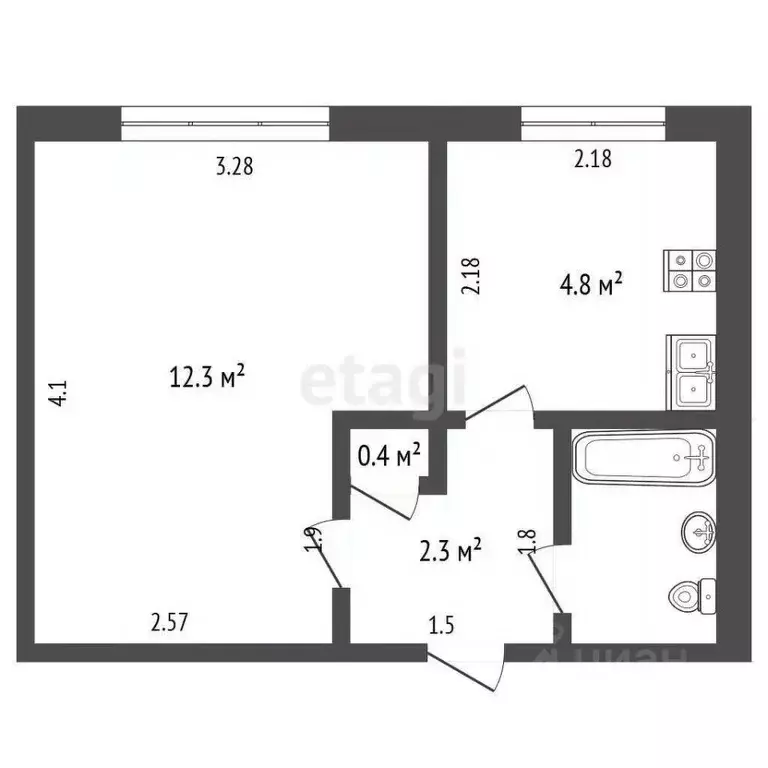 1-к кв. Забайкальский край, Чита Геодезическая ул., 42В (22.2 м) - Фото 2