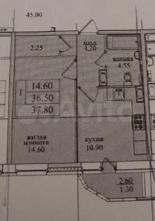 1-к. квартира, 37 м, 9/26 эт. - Фото 0