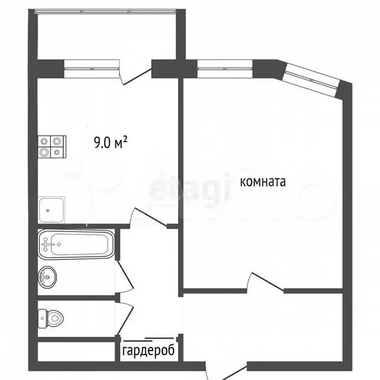 1-к. квартира, 41,3 м, 8/10 эт. - Фото 0