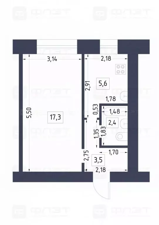 1-к кв. татарстан, казань ул. шуртыгина, 24 (28.8 м) - Фото 1