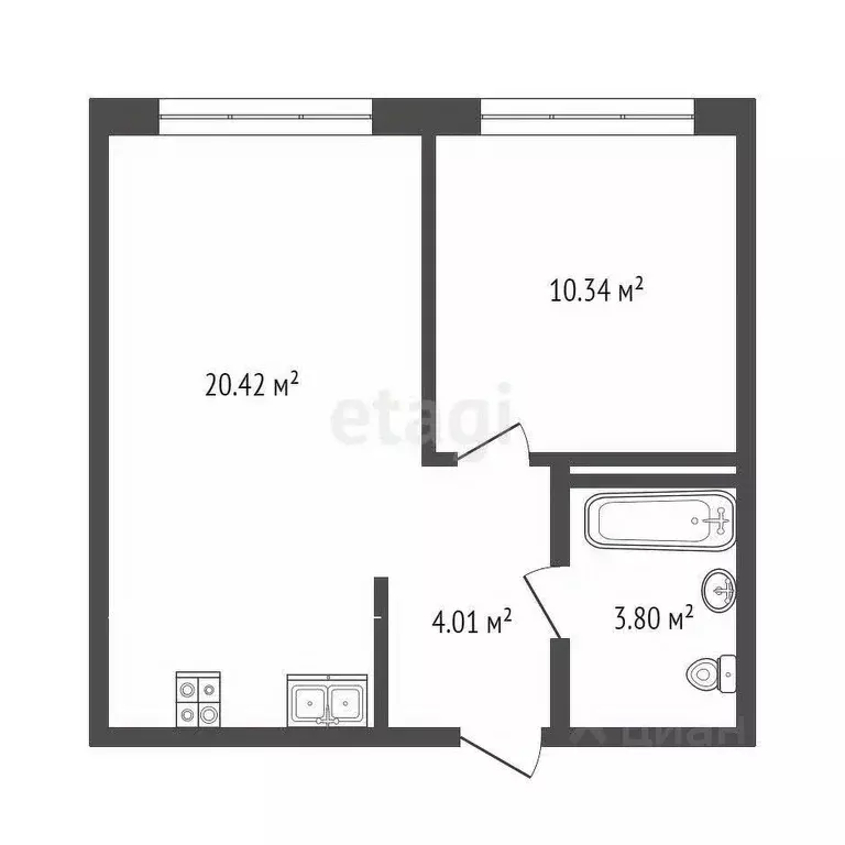 1-к кв. Тюменская область, Тюмень ул. Василия Малкова, 10 (38.57 м) - Фото 1