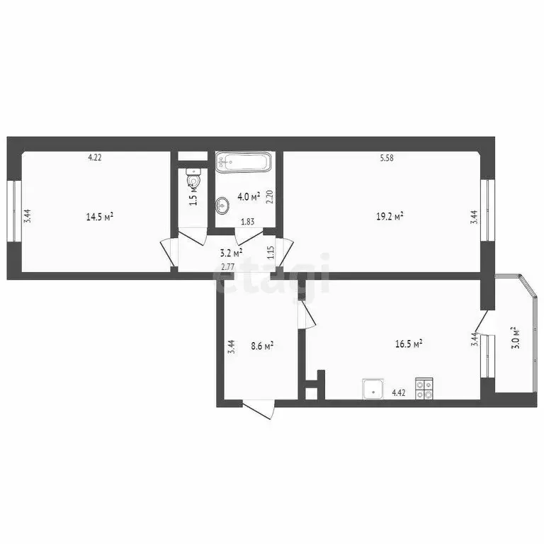 2-комнатная квартира: Тюмень, улица Валентины Трофимовой, 13 (67.5 м) - Фото 1