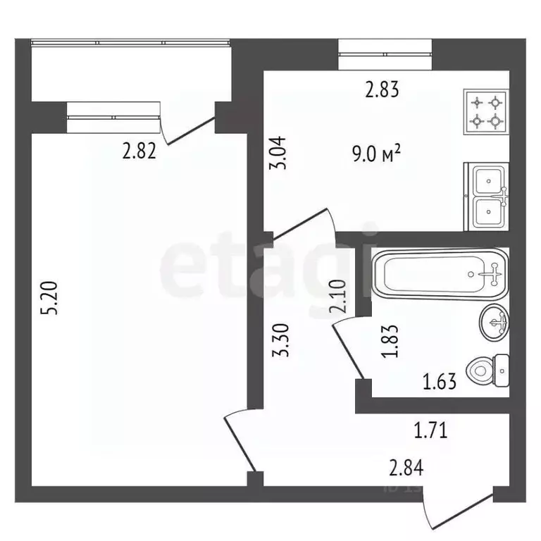 1-к кв. Тюменская область, Тюмень ул. Лесопарковая, 17 (32.1 м) - Фото 1