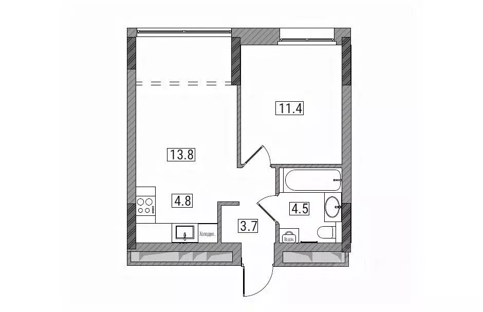 2-к кв. Кировская область, Киров Мелькомбинатовский проезд, 3 (38.4 м) - Фото 2