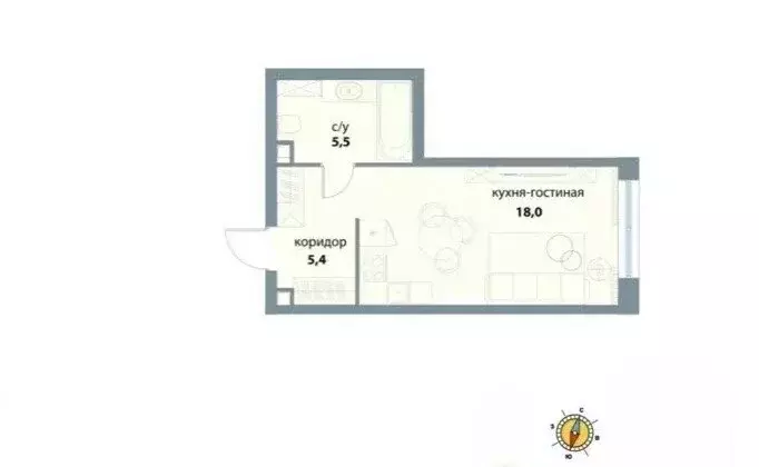 Квартира-студия: Москва, улица Василия Ланового, 7с2 (28.9 м) - Фото 1