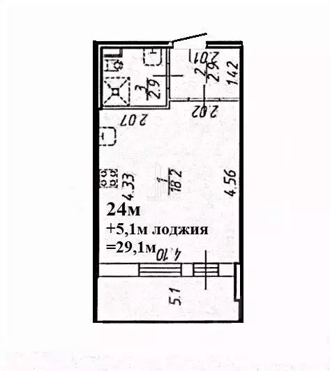 студия санкт-петербург 1-й предпортовый проезд, 13 (29.1 м) - Фото 1