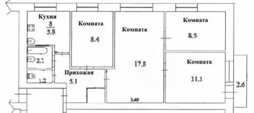 4-к кв. Самарская область, Тольятти ул. Голосова, 20 (62.0 м) - Фото 0
