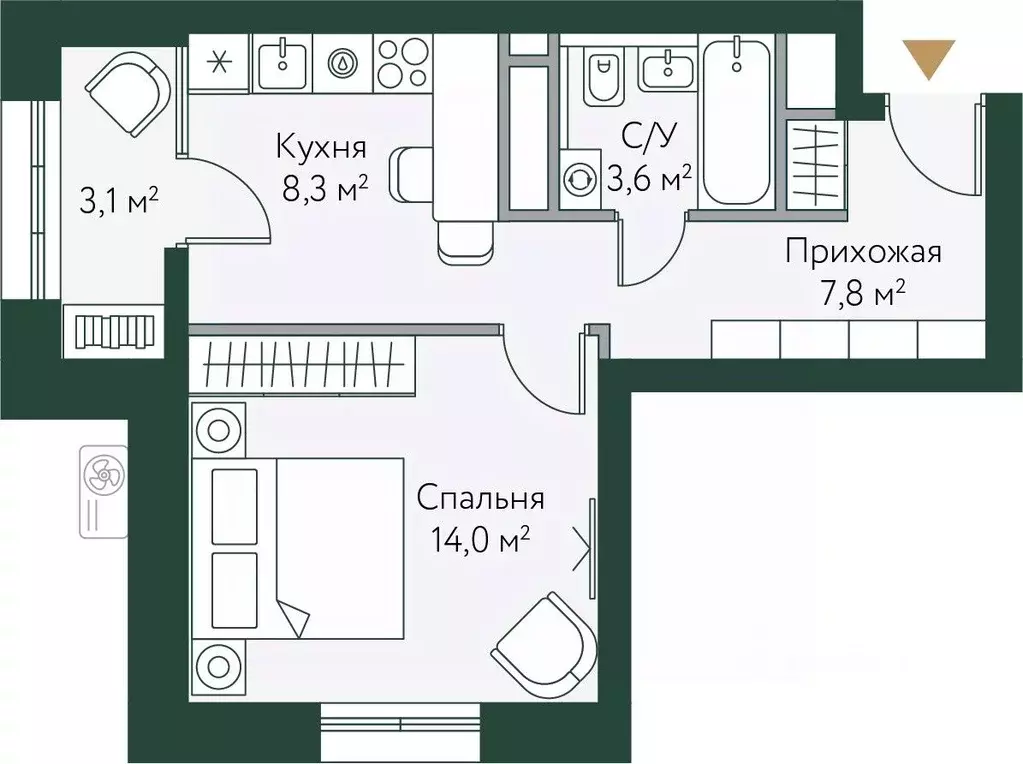 1-к кв. Волгоградская область, Волгоград Новосибирская ул., 74 (36.8 ... - Фото 0