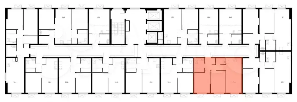 2-к. квартира, 49,1 м, 12/25 эт. - Фото 1