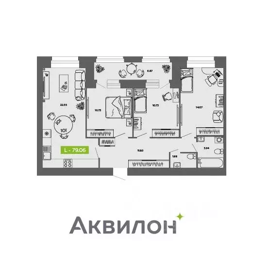 3-к кв. Архангельская область, Архангельск Аквилон Роса жилой комплекс ... - Фото 0