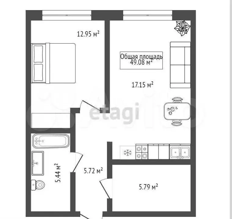 2-к. квартира, 50 м, 7/20 эт. - Фото 0