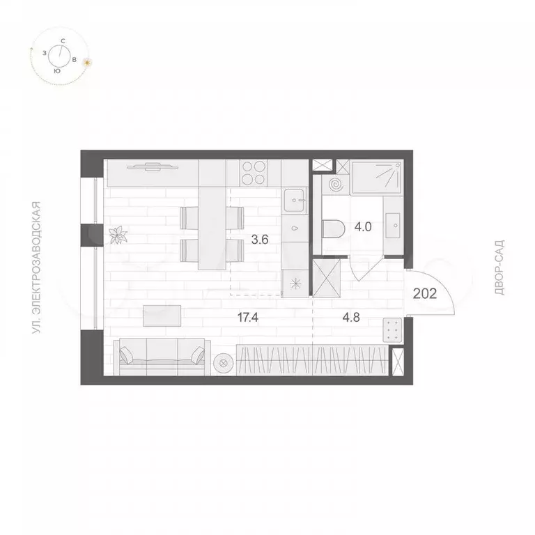 Квартира-студия, 29,8 м, 2/12 эт. - Фото 0