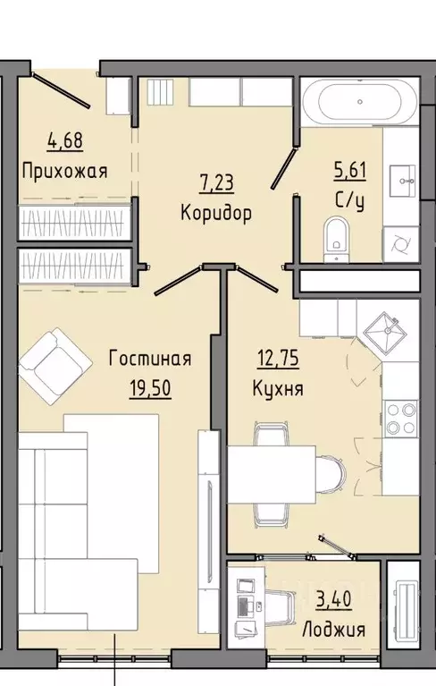 1-к кв. Чеченская республика, Грозный просп. В.В. Путина, 1/82 (51.4 ... - Фото 2