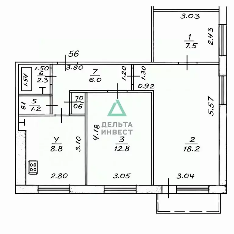 3-к кв. Башкортостан, Уфа Интернациональная ул., 193 (61.0 м) - Фото 2
