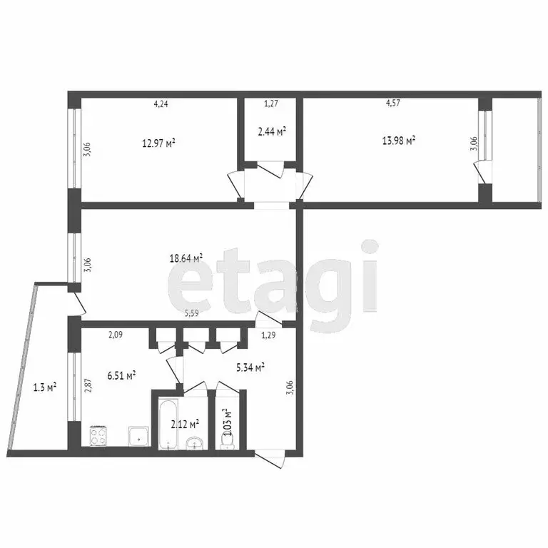 3-комнатная квартира: Саранск, улица Победы, 25к3 (66 м) - Фото 0