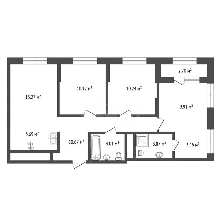 3-комнатная квартира: Тюмень, Интернациональная улица, 199к9 (69.3 м) - Фото 1