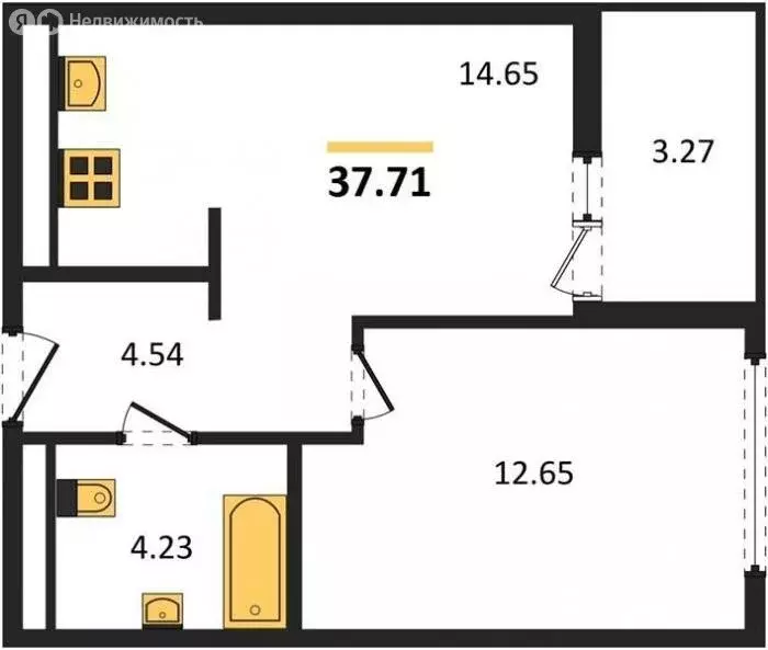 1-комнатная квартира: Симферополь, улица Никанорова, 1 (37.71 м) - Фото 2