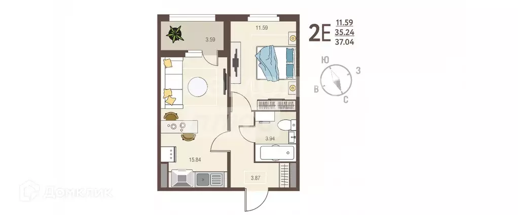 Продаётся 1-к квартира, 37.04 м - Фото 0