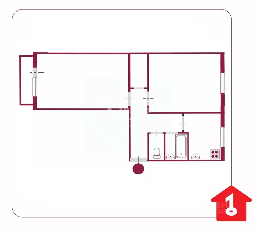 2-к кв. Омская область, Омск 3-й мкр, ул. Путилова, 7В (47.9 м) - Фото 1