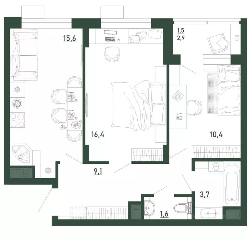 2-к кв. Воронежская область, Воронеж бул. Содружества, 6 (57.9 м) - Фото 1