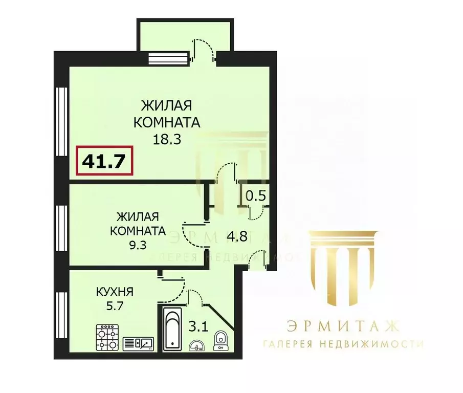 2-к кв. Санкт-Петербург ул. Замшина, 40 (41.7 м) - Фото 0