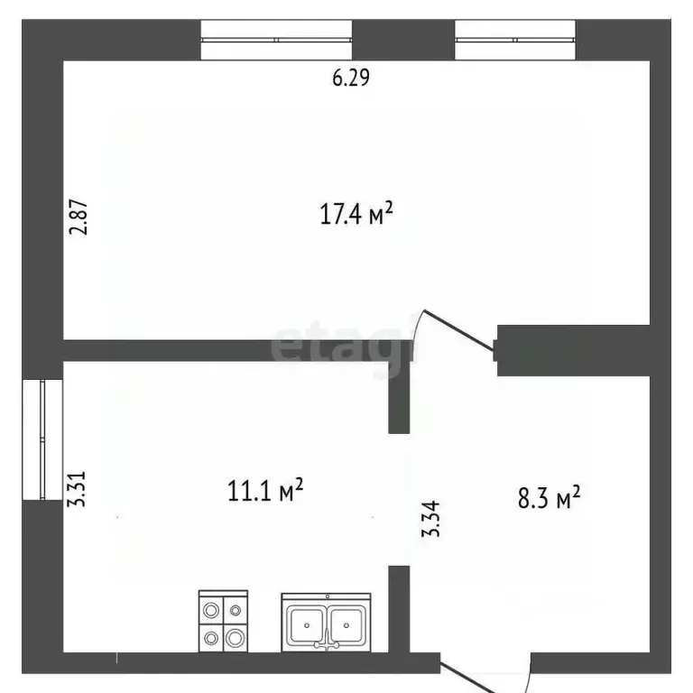 2-к кв. Псковская область, Псков ул. Максима Горького, 13 (36.8 м) - Фото 1