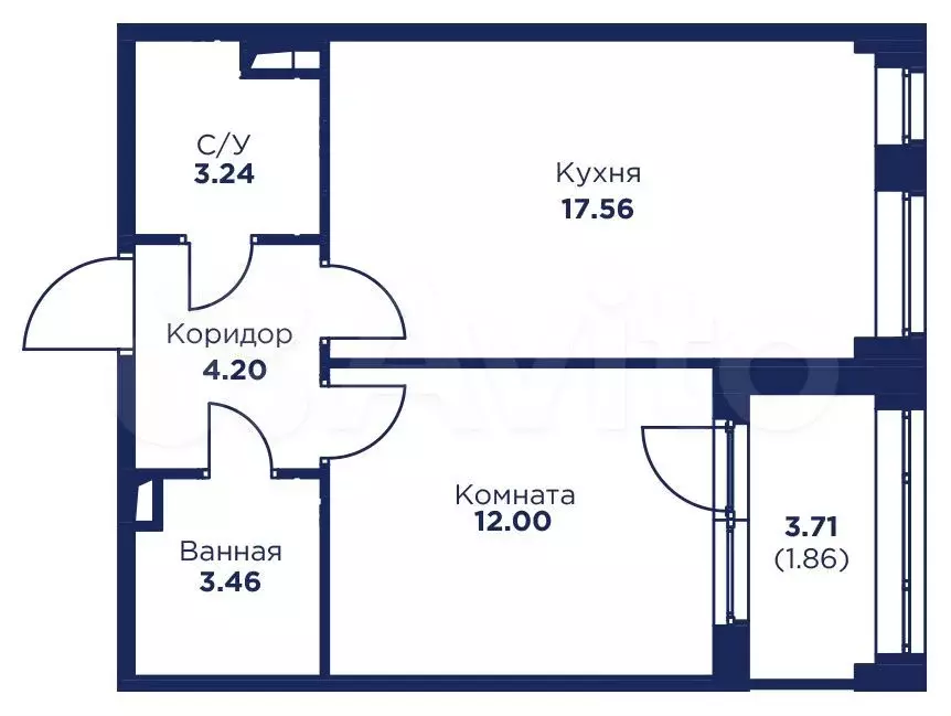 1-к. квартира, 40,5 м, 1/5 эт. - Фото 1