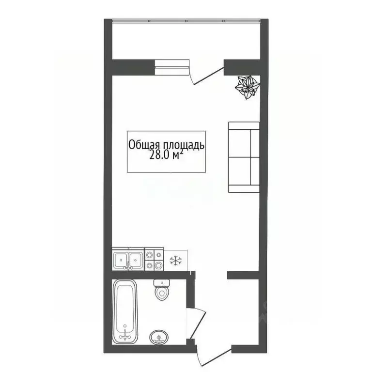 Студия Новосибирская область, Новосибирск ул. Кошурникова, 22/2 (28.6 ... - Фото 2