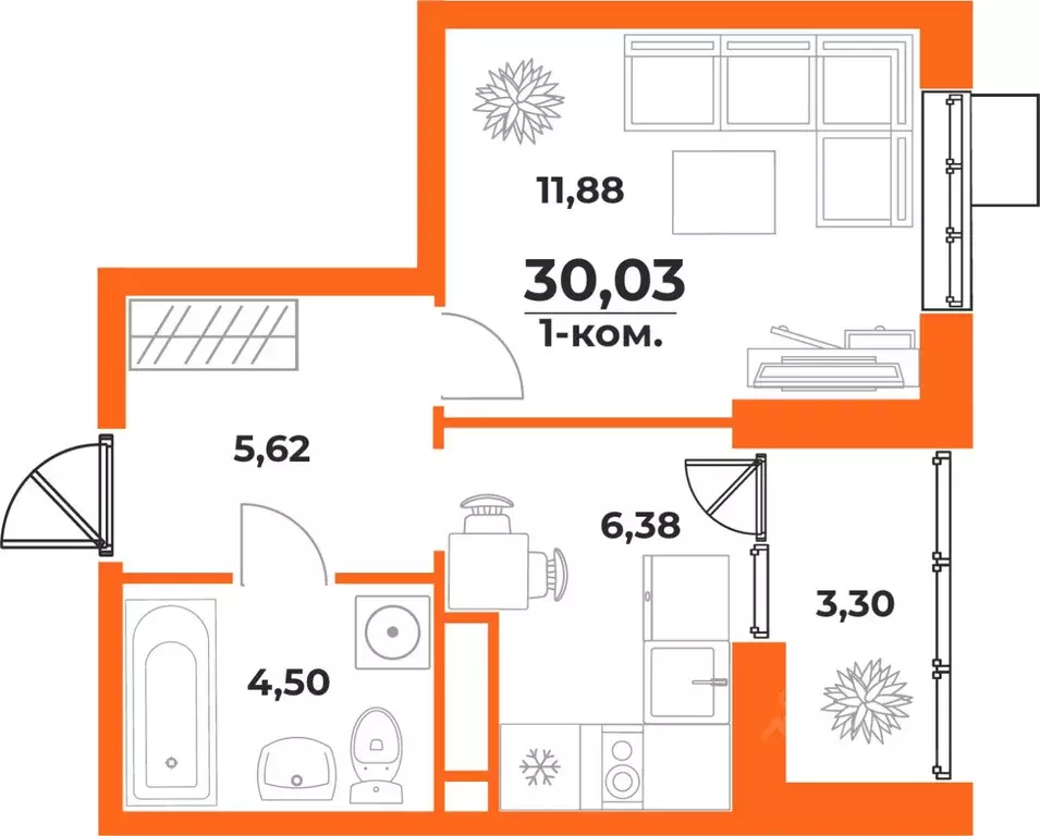 1-к кв. Хабаровский край, Хабаровск Брянский пер. (30.03 м) - Фото 1