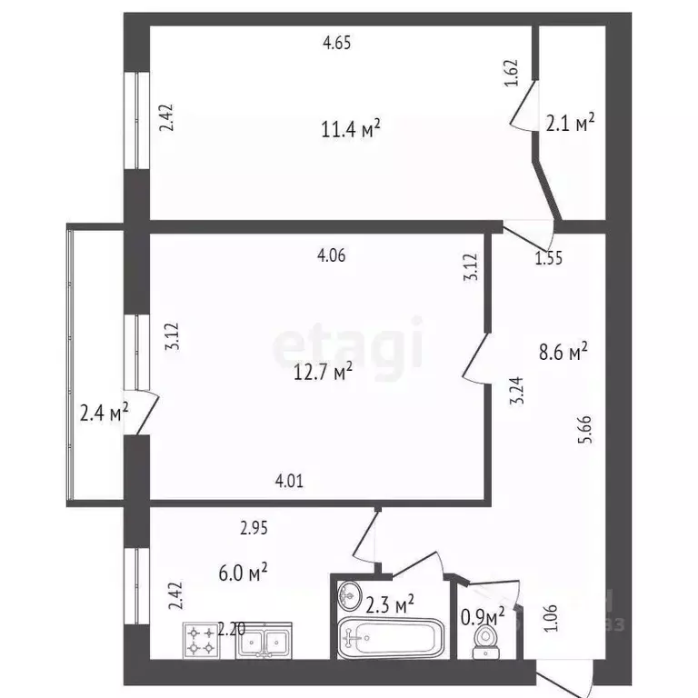 2-к кв. Санкт-Петербург Кузнецовская ул., 14 (44.0 м) - Фото 1