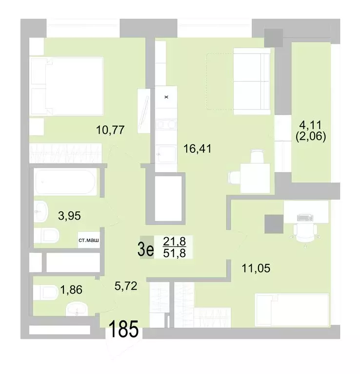 2-комнатная квартира: Екатеринбург, Черкасская улица, 5к1 (51.82 м) - Фото 0