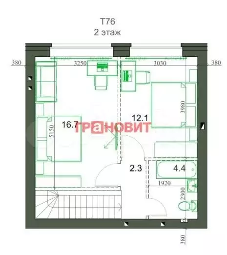 3-к. квартира, 76,5 м, 2/2 эт. - Фото 0