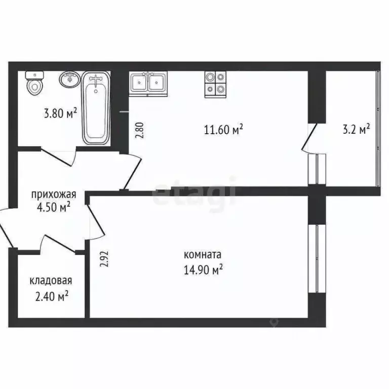 1-к кв. Краснодарский край, Краснодар ул. Дубравная, 1 (40.0 м) - Фото 1