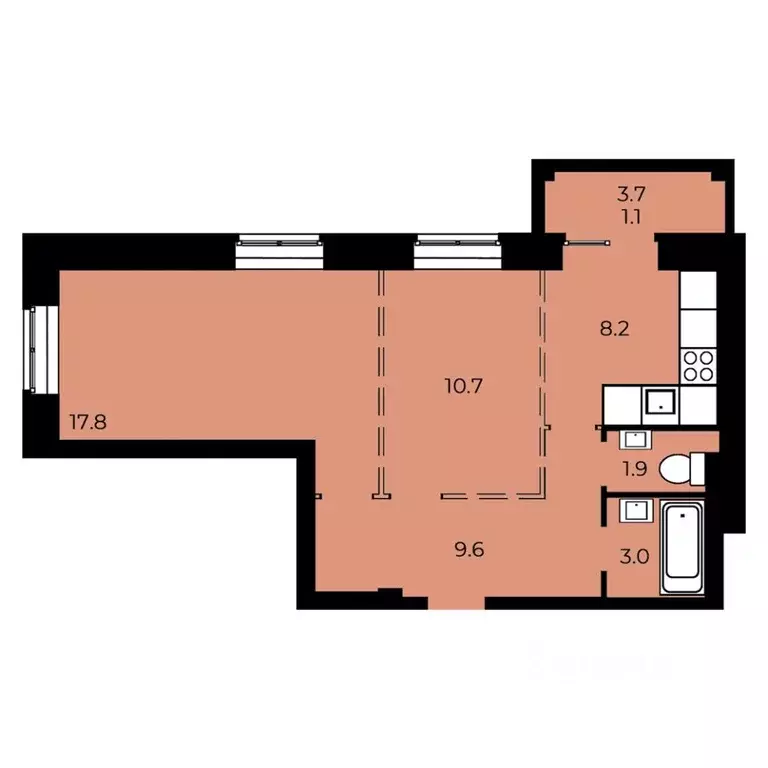 2-к кв. Омская область, Омск ул. 33-я Северная, 46 (52.21 м) - Фото 1