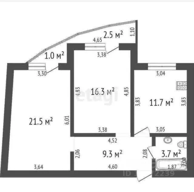 2-к кв. Башкортостан, Стерлитамак ул. 7 Ноября, 101 (64.0 м) - Фото 2