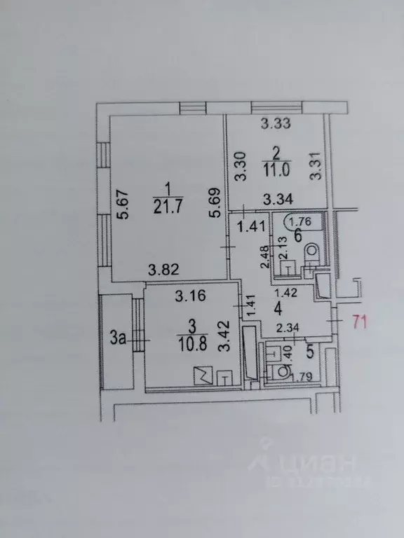 2-к кв. Москва 3-я Гражданская ул., 21 (57.0 м) - Фото 0