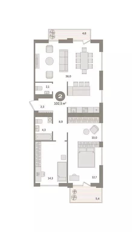 2-комнатная квартира: Новосибирский район, рабочий посёлок Краснообск, ... - Фото 2