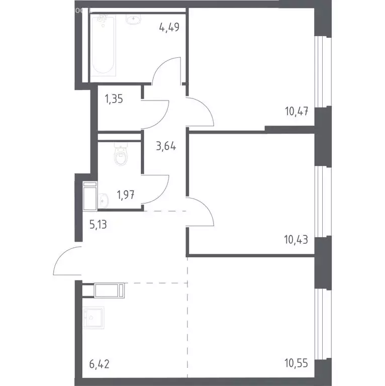 2-комнатная квартира: село Лайково, 62 (53.8 м) - Фото 0