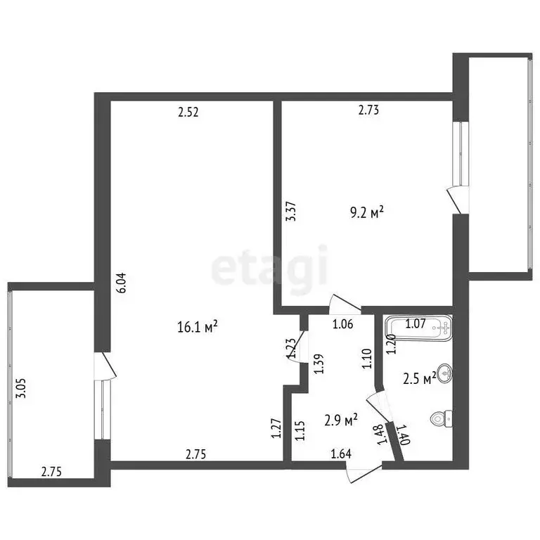 2-комнатная квартира: село Чалтырь, Социалистическая улица, 25 (30.7 ... - Фото 1