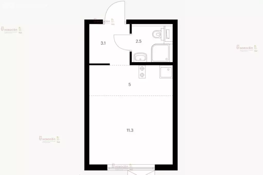 Квартира-студия: Екатеринбург, улица Академика Парина, 45 (25 м) - Фото 1