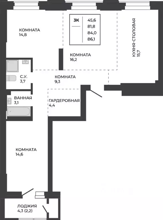 3-к кв. Алтайский край, Барнаул тракт Павловский, 251Б (84.0 м) - Фото 1