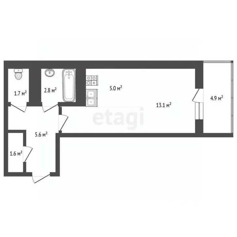 Студия Ростовская область, Ростов-на-Дону ул. Оганова, 20с1 (34.9 м) - Фото 2